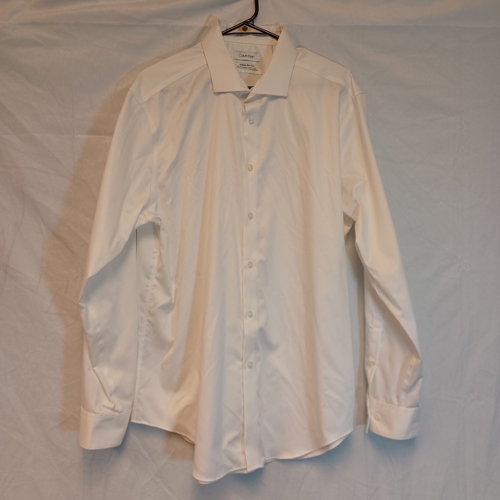 Mens Calvin Klein Slim Fit ‎ Long Sleeve Shirt 17 Neck 34/35 Chest Non Iron